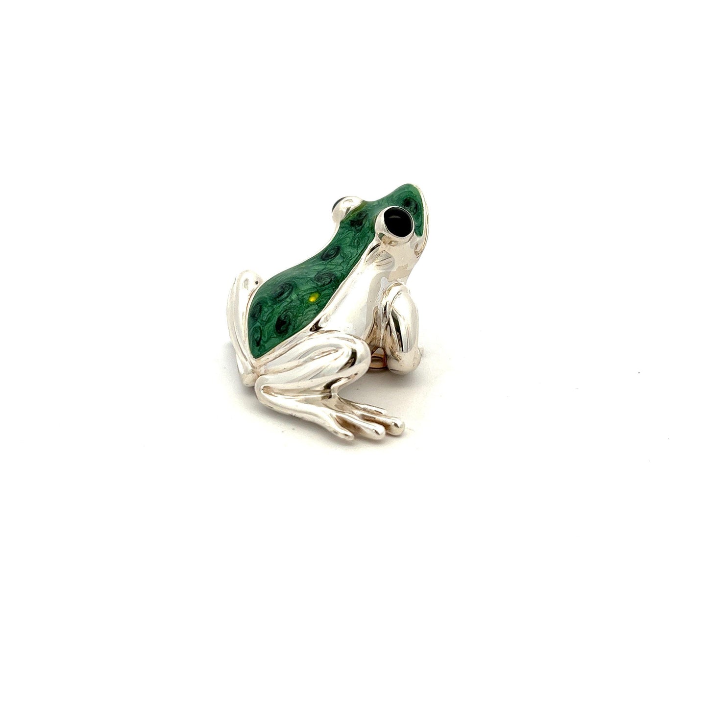 Sterling Silver Large Enamel Frog Figurine - Judith Hart Jewellers