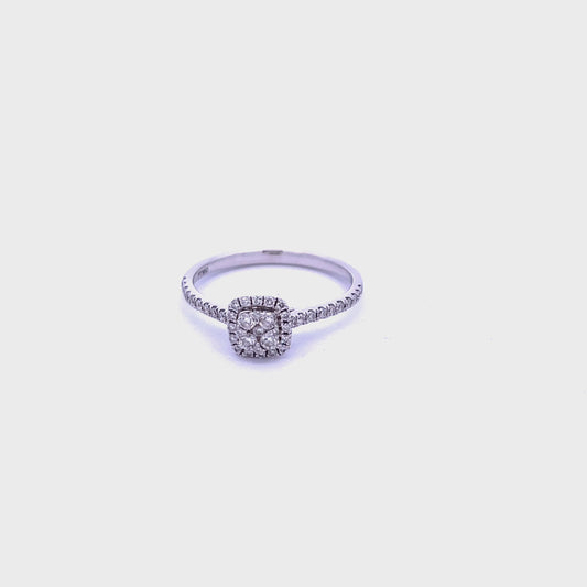 Platinum Brilliant Cut 0.53ct Diamond Cluster Halo Ring