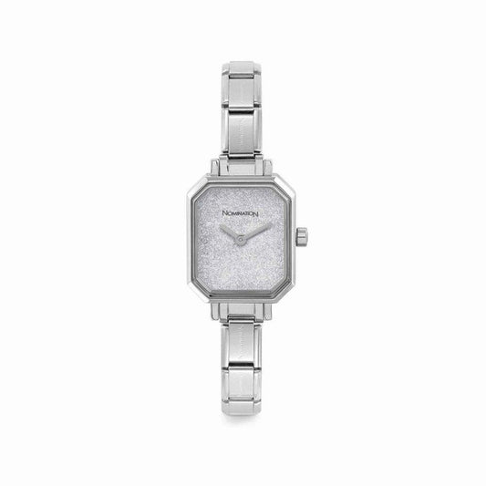 Nomination Classic Paris Silver Glitter Rectangular Watch 076030/023 - Judith Hart Jewellers