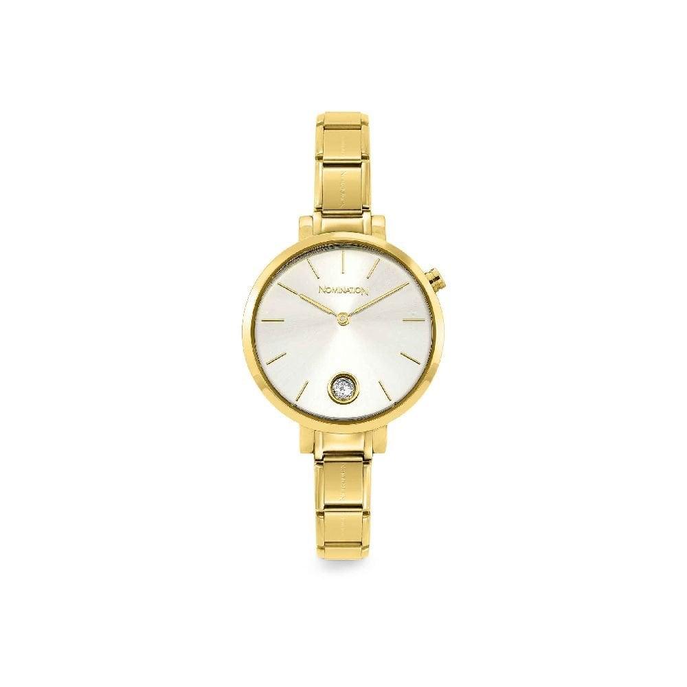 Nomination Classic Paris Glitter Yellow Gold Tone & CZ Dial Watch 076035/017 - Judith Hart Jewellers