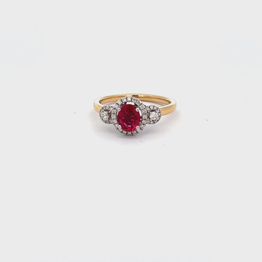 18ct Yellow Gold Ruby and Diamond Ring