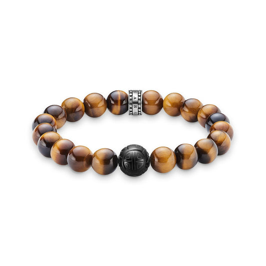 Thomas Sabo Sterling Silver Tigers Eye and Obsidian Bracelet A1408 - Judith Hart Jewellers