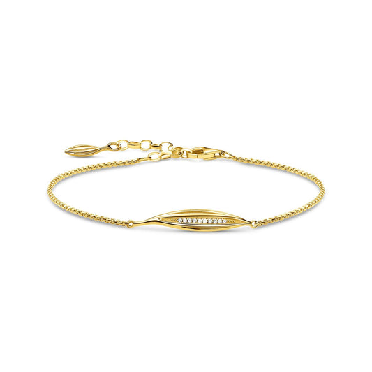 Thomas Sabo Yellow Gold-Plated Cubic Zirconia Leaf Bracelet A1935 - Judith Hart Jewellers