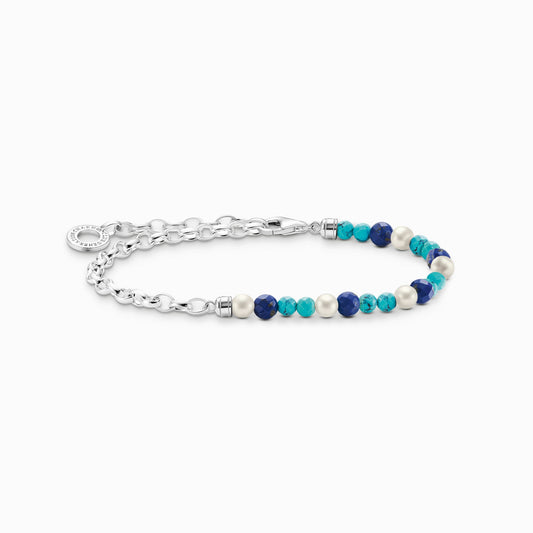 Thomas Sabo Sterling Silver, Pearl, Imitation Turquoise and Imitation Lapis Lazuli Bracelet A2100-056-7-L19