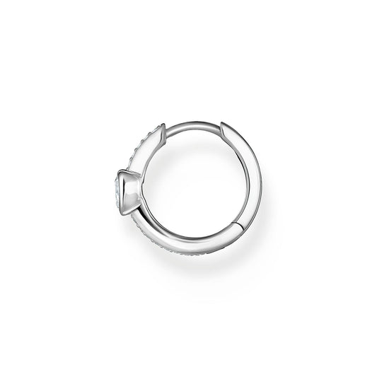 Thomas Sabo Sterling Silver Cubic Zirconia Heart Single Hoop Earring CR692-051-14 - Judith Hart Jewellers