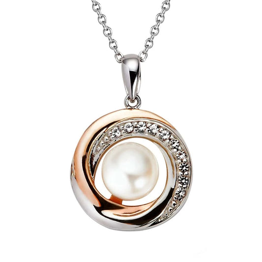 Jersey Pearl Freshwater Cultured Pearl and White Topaz Necklace