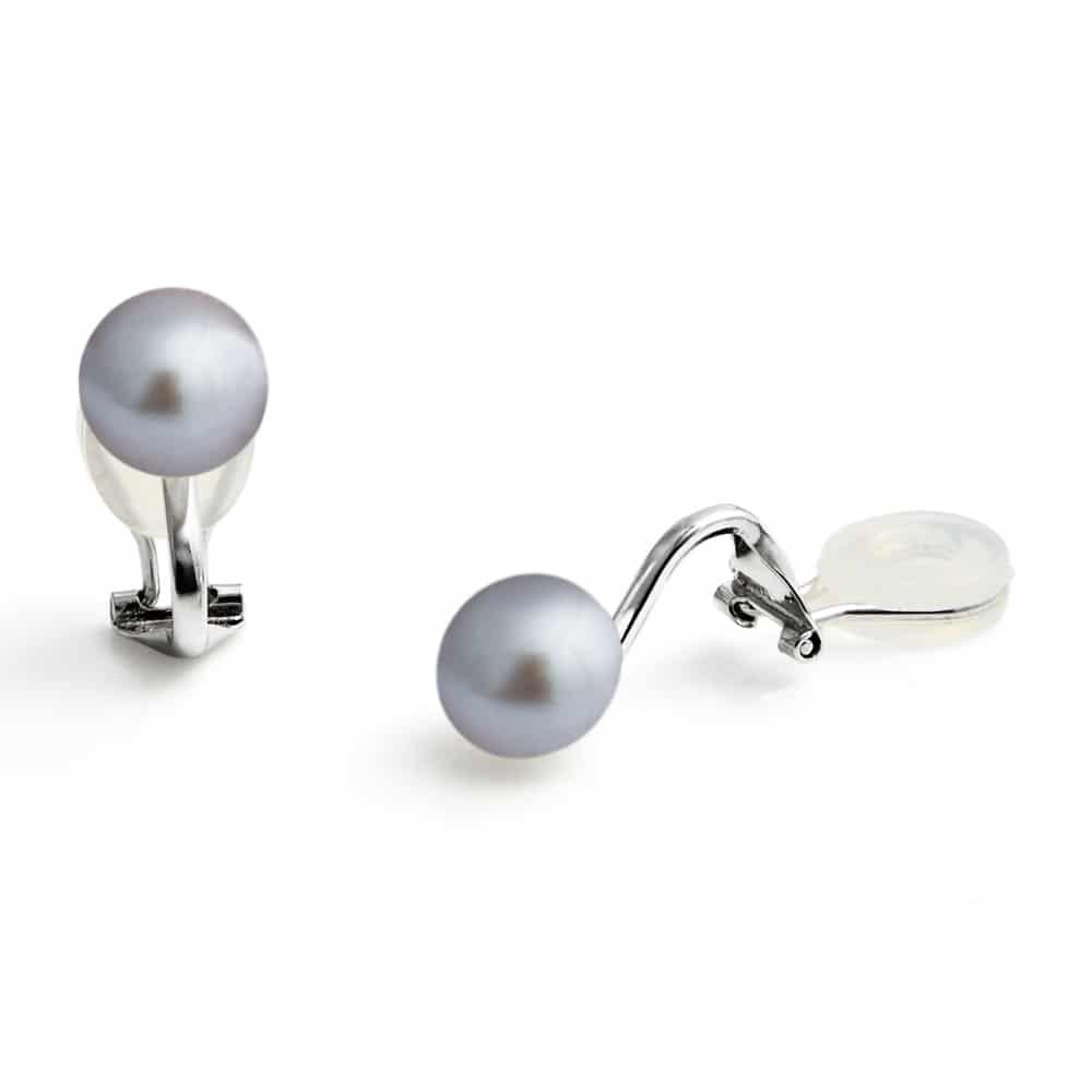 Jersey Pearl Sterling Silver Grey Freshwater Cultured Pearl Clip On Earrings - Judith Hart Jewellers