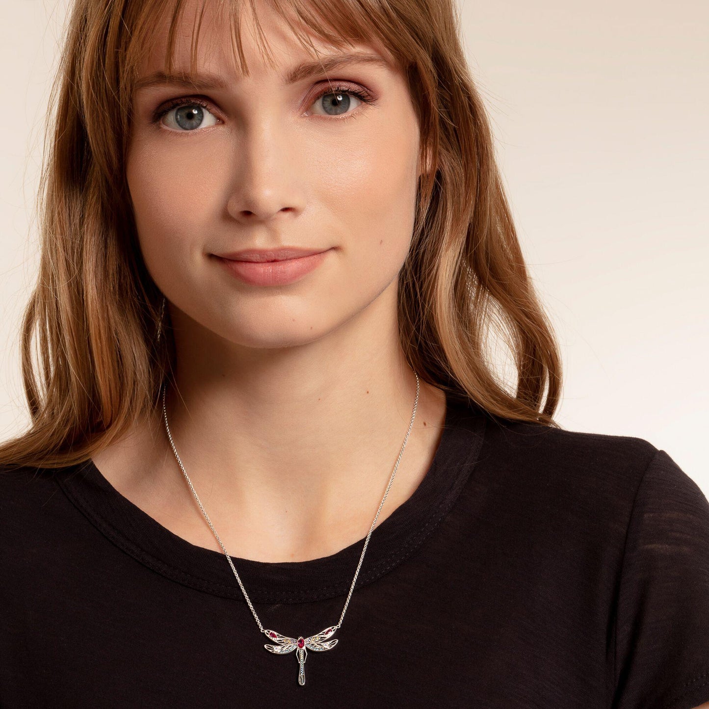 Thomas Sabo Sterling Silver Multicoloured Dragonfly Necklace KE1838 - Judith Hart Jewellers