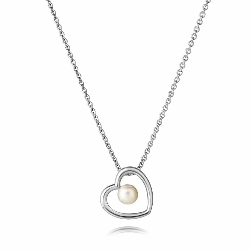 Jersey Pearl Sterling Silver Kimberley Selwood Freshwater Cultured Pearl Heart Necklace