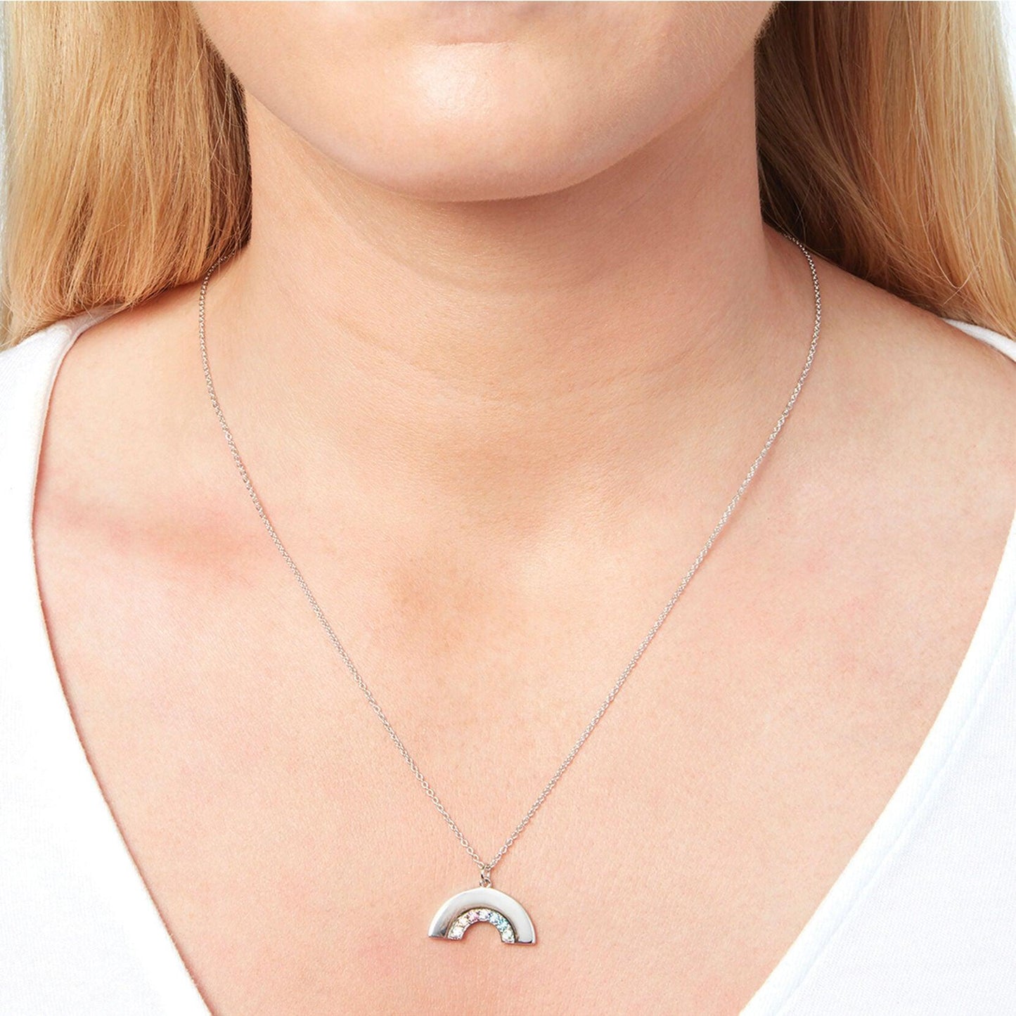 Olivia Burton Silver Tone Rainbow Necklace OBJRBN01 - Judith Hart Jewellers