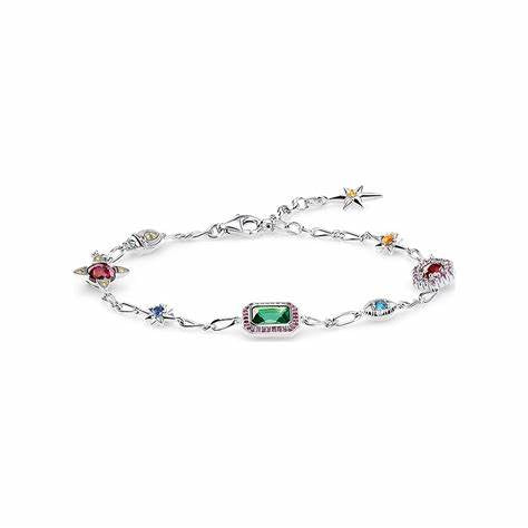 Thomas Sabo Sterling Silver Multicoloured Crystal Shapes Bracelet A1914-348-7