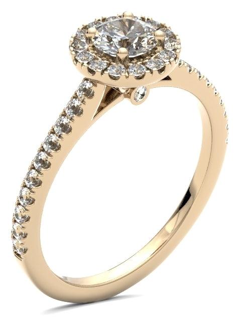 RHW03 Brilliant Cut Diamond Halo Diamond Shoulders Engagement Ring