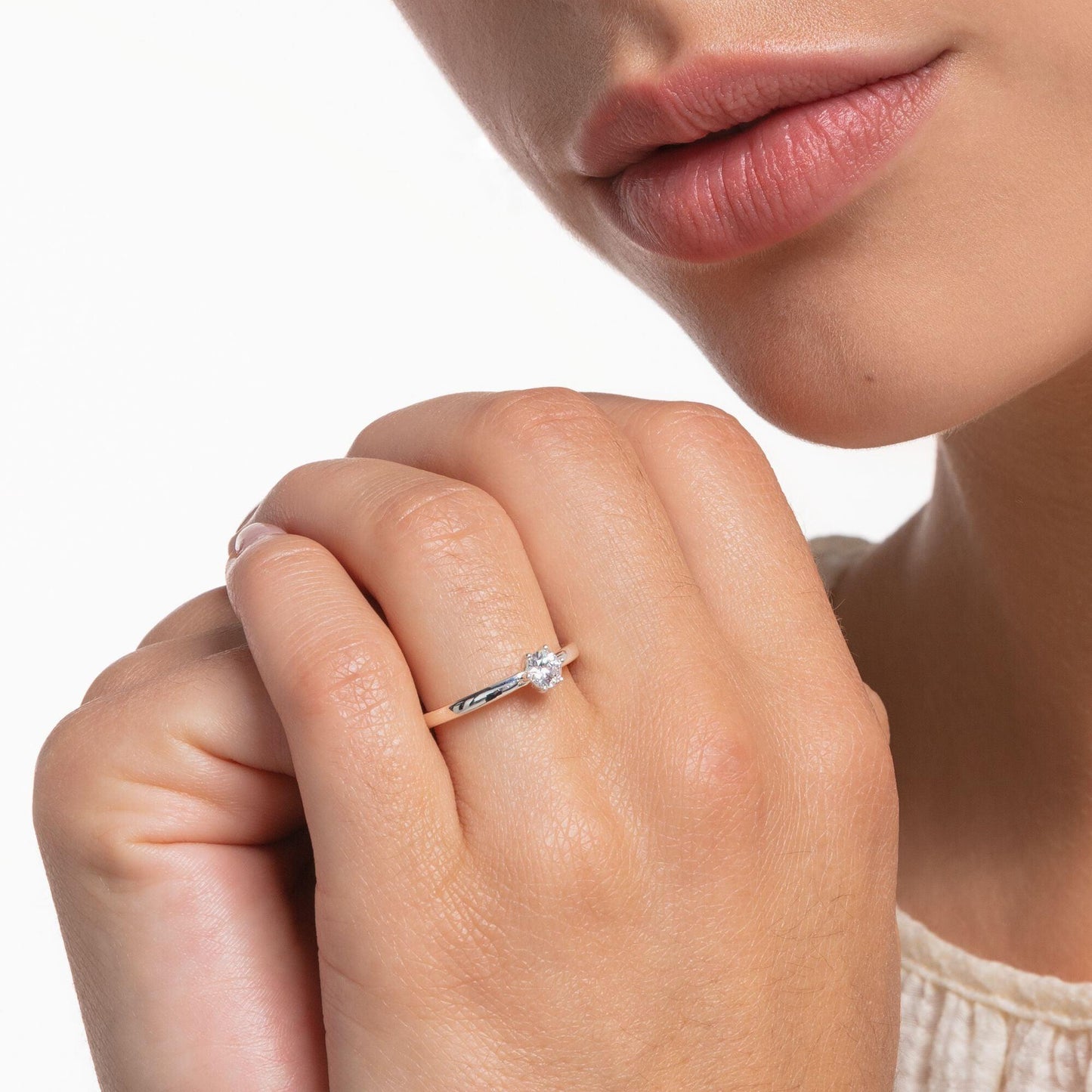 Thomas Sabo Sterling Silver 6-Claw Single Stone Cubic Zirconia Ring TR2313-051-14 - Judith Hart Jewellers
