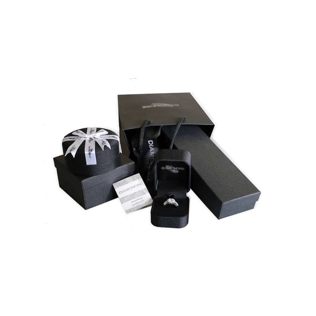 Diamonfire Round Pave Set Zirconia Halo Necklace P4618 - Judith Hart Jewellers