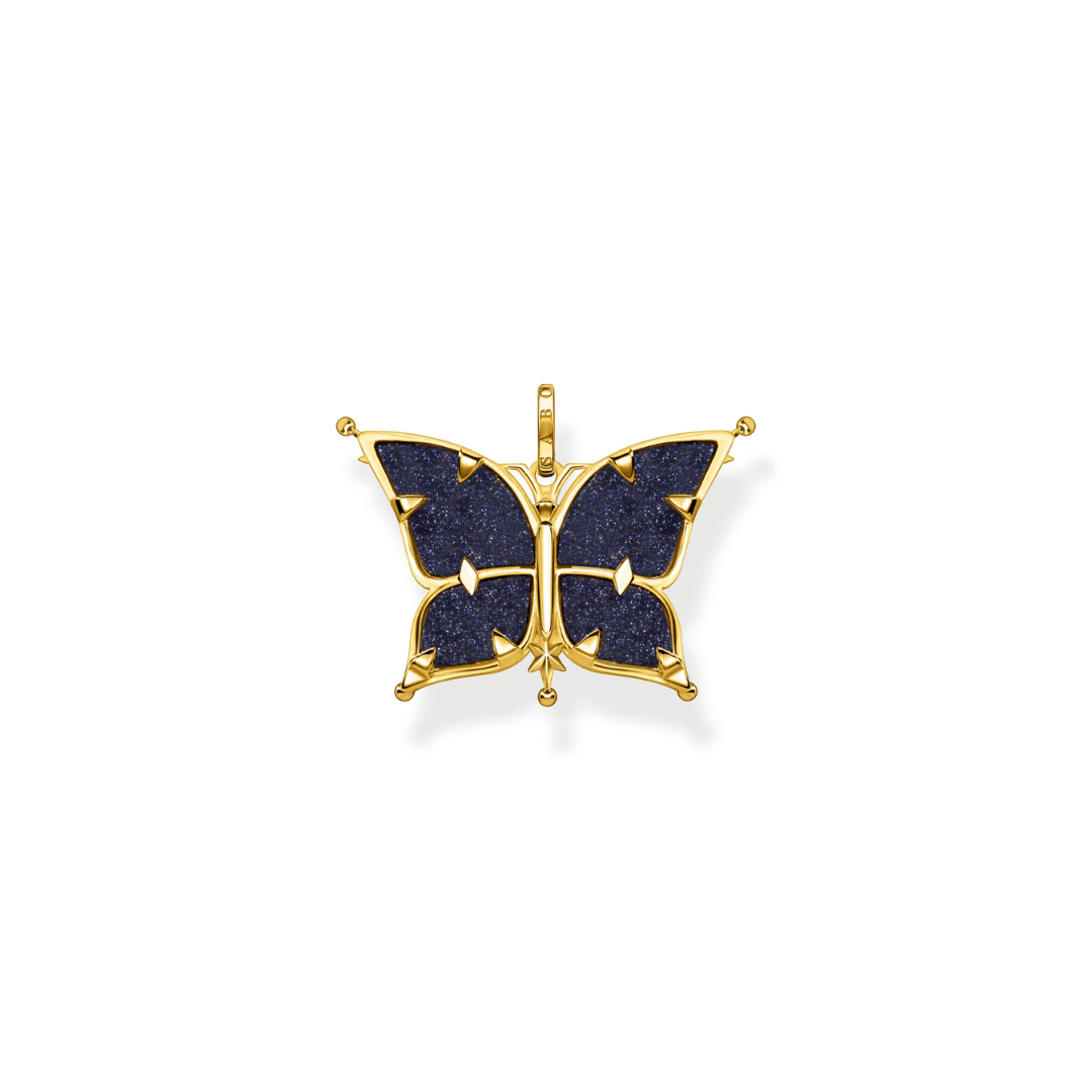 Thomas Sabo Yellow Gold Plated Cubic Zirconia Stars and Moon Butterfly Pendant PE929-963-7 - Judith Hart Jewellers