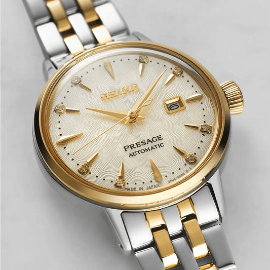 Seiko Presage Cocktail Time ‘White Lady’ Diamond Twist Watch SRE010J1 - Judith Hart Jewellers