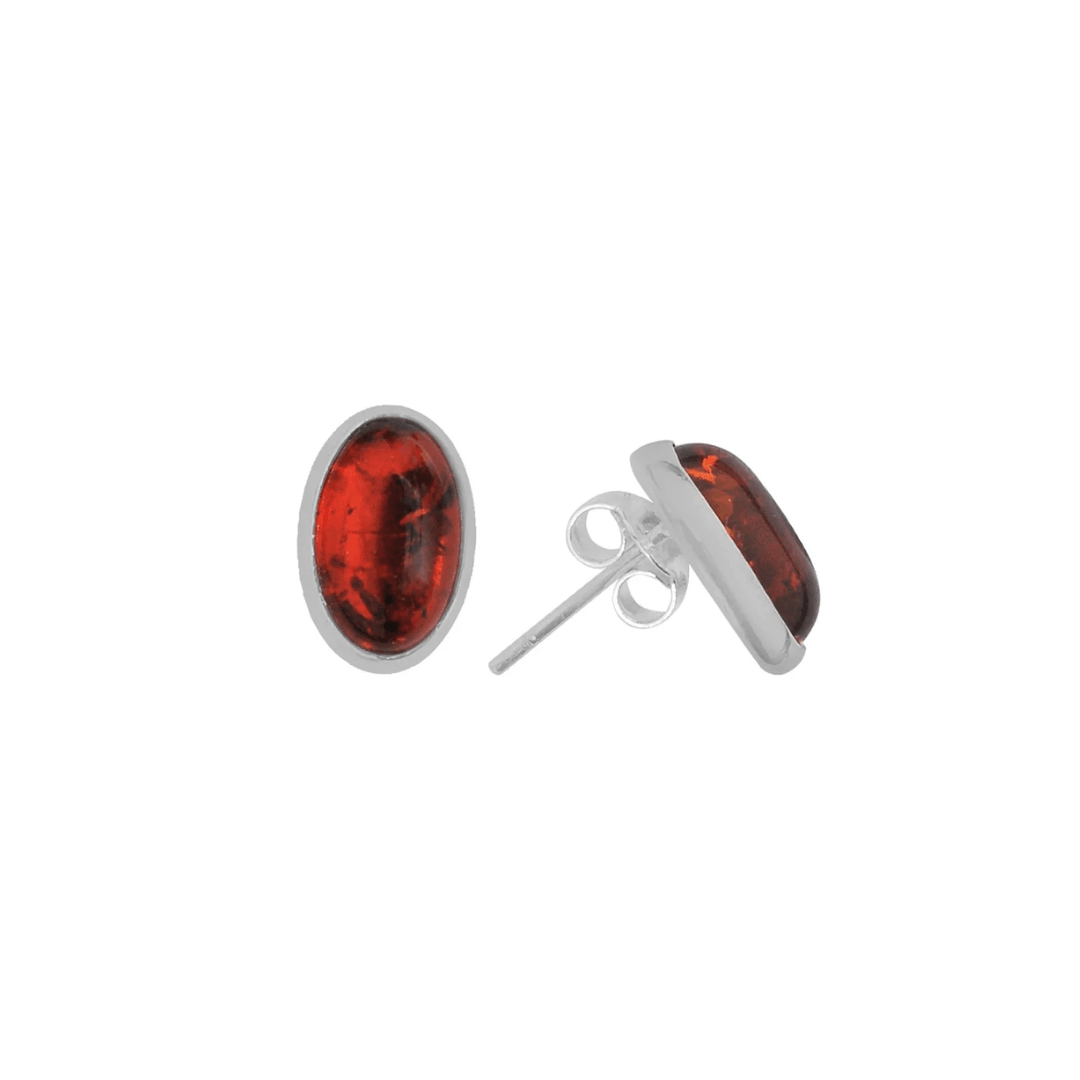 Sterling Silver Oval Amber Stud Earrings - Judith Hart Jewellers