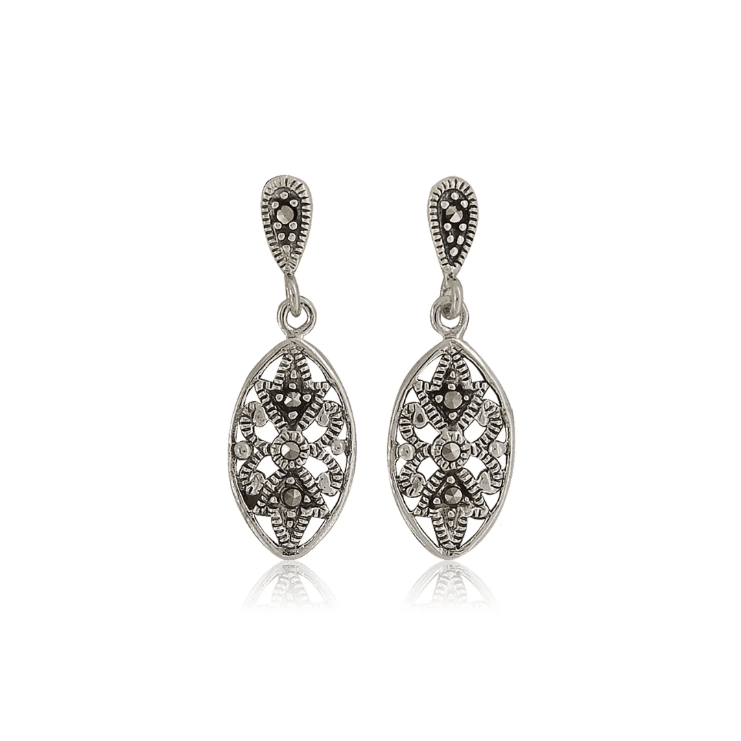 Sterling silver marcasite earrings deals