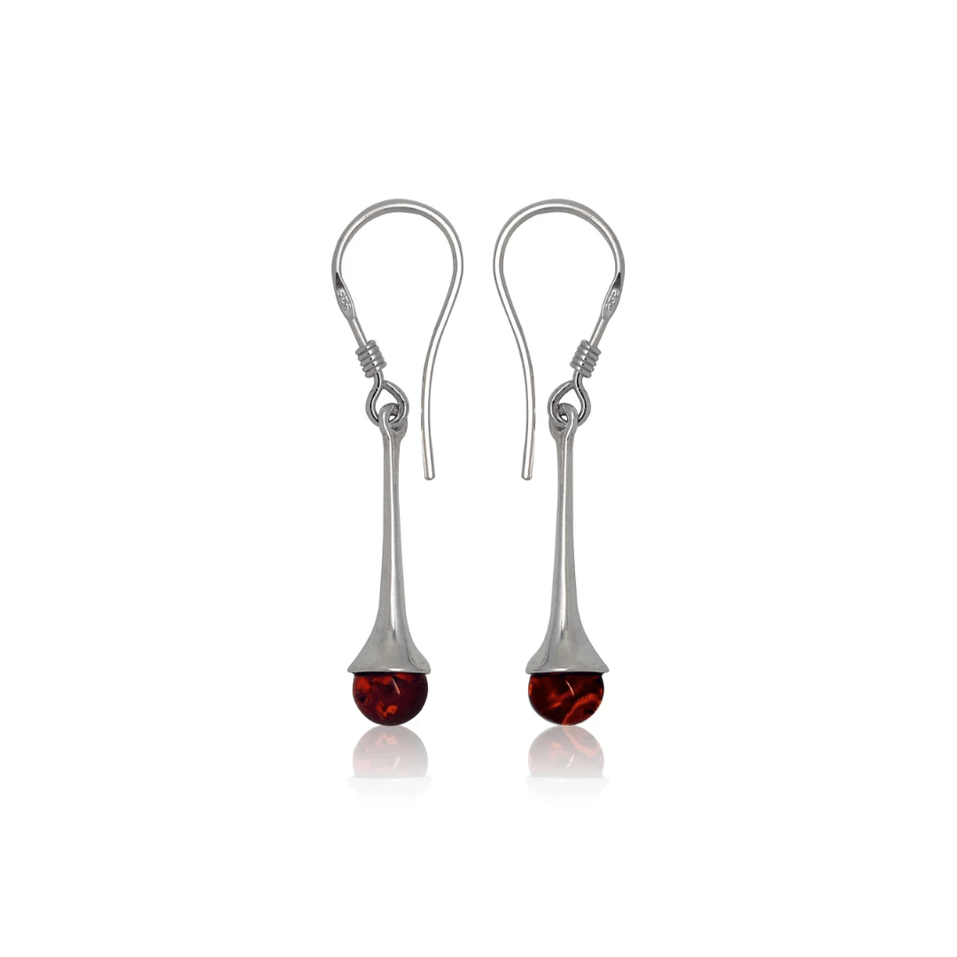 Sterling Silver Amber Drop Earrings - Judith Hart Jewellers