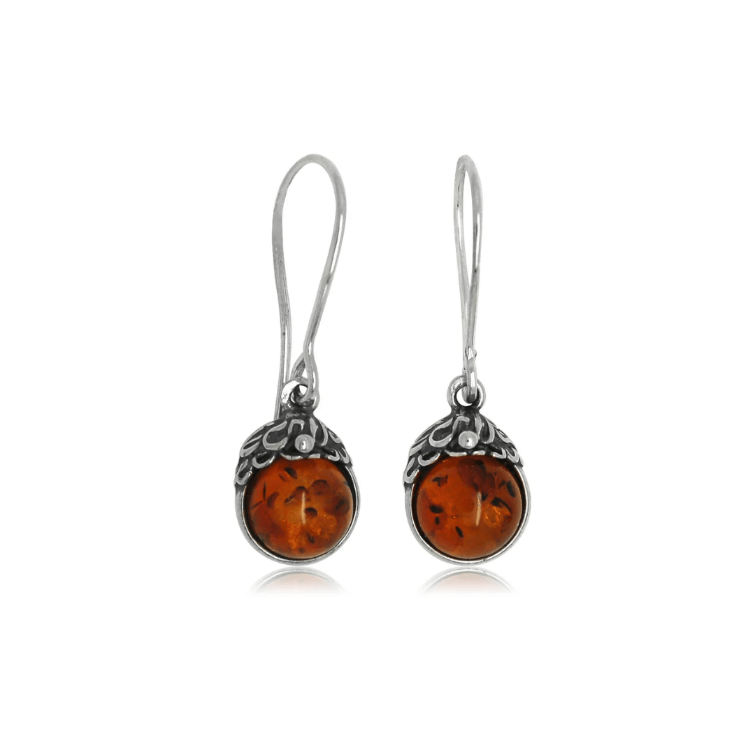Sterling Silver Amber Drop Earrings - Judith Hart Jewellers