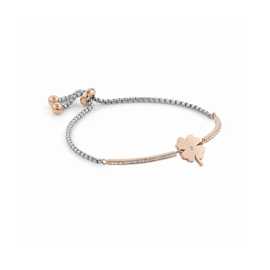 Nomination Milleluci Four Leaf Clover Bracelet in Silver with CZ and Rose Gold 028009/006 - Judith Hart Jewellers