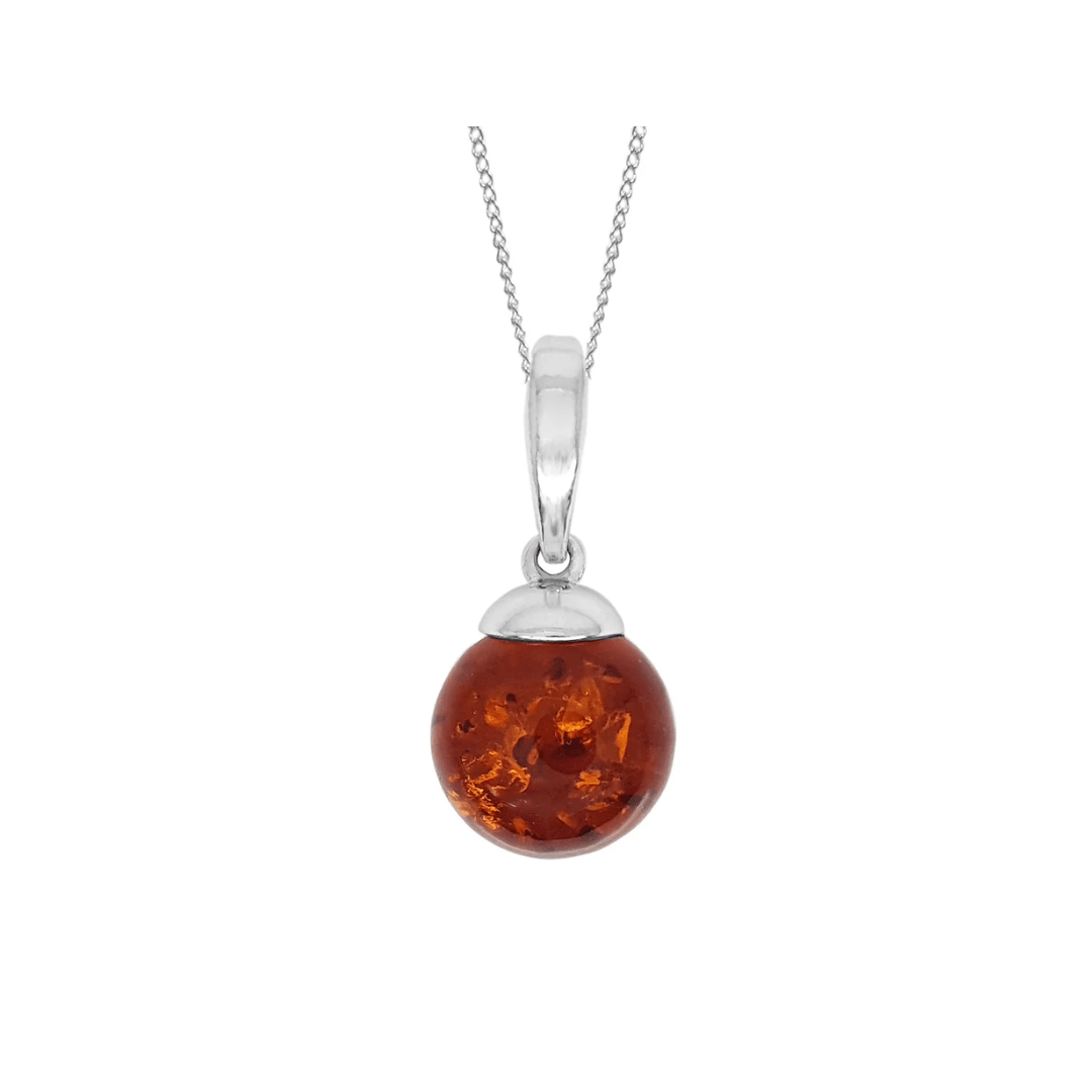 Sterling Silver Amber Pendant and Chain - Judith Hart Jewellers