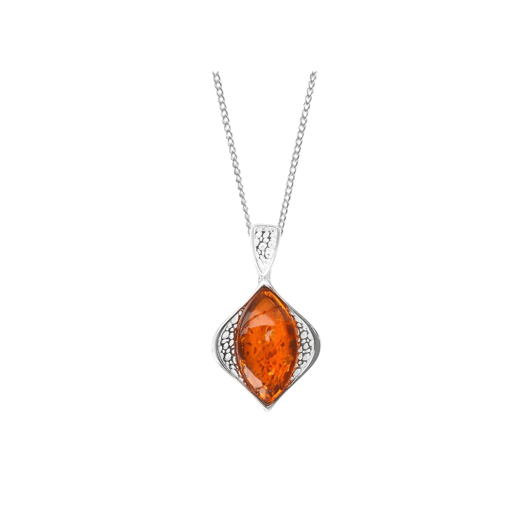 Sterling Silver Amber Pendant and Chain - Judith Hart Jewellers