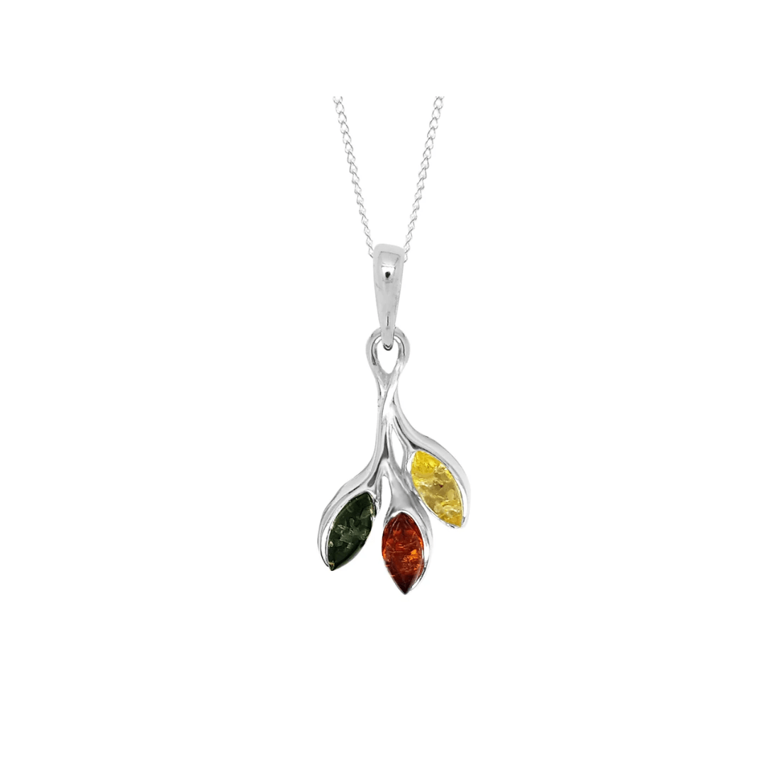 Sterling Silver Amber Pendant and Chain - Judith Hart Jewellers