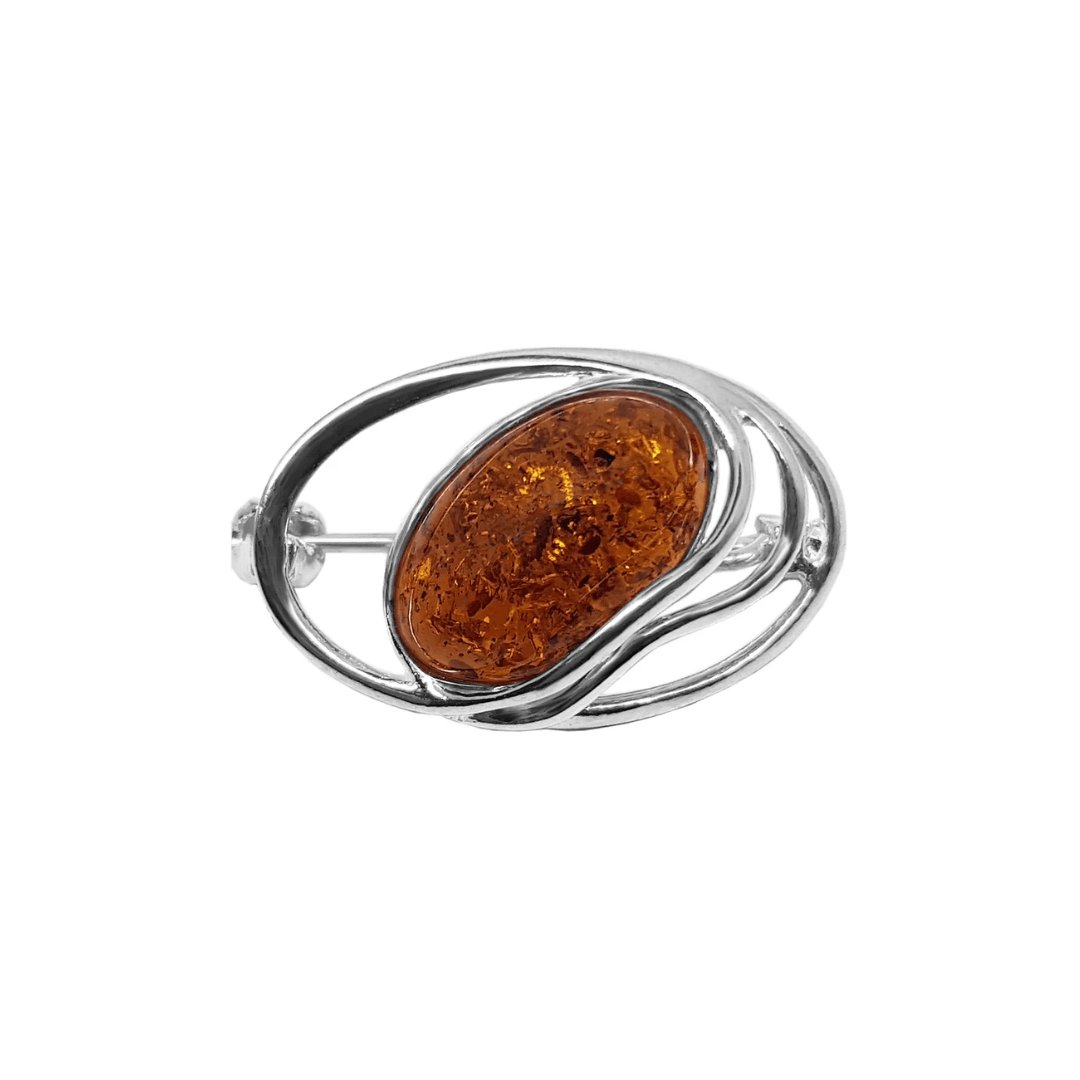 Sterling Silver Amber Brooch - Judith Hart Jewellers