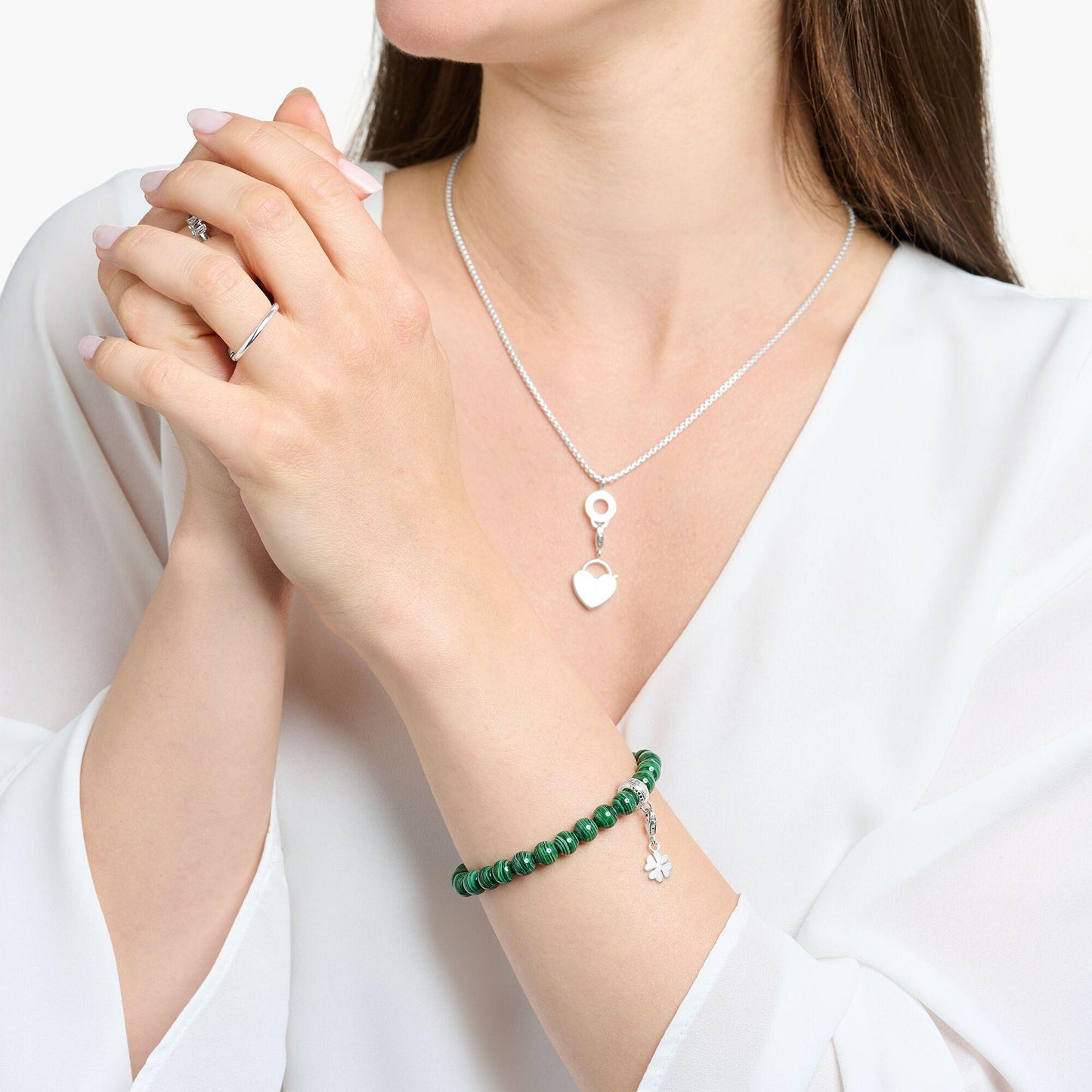 Thomas Sabo Sterling Silver Imitation Malachite Bracelet - Judith Hart Jewellers