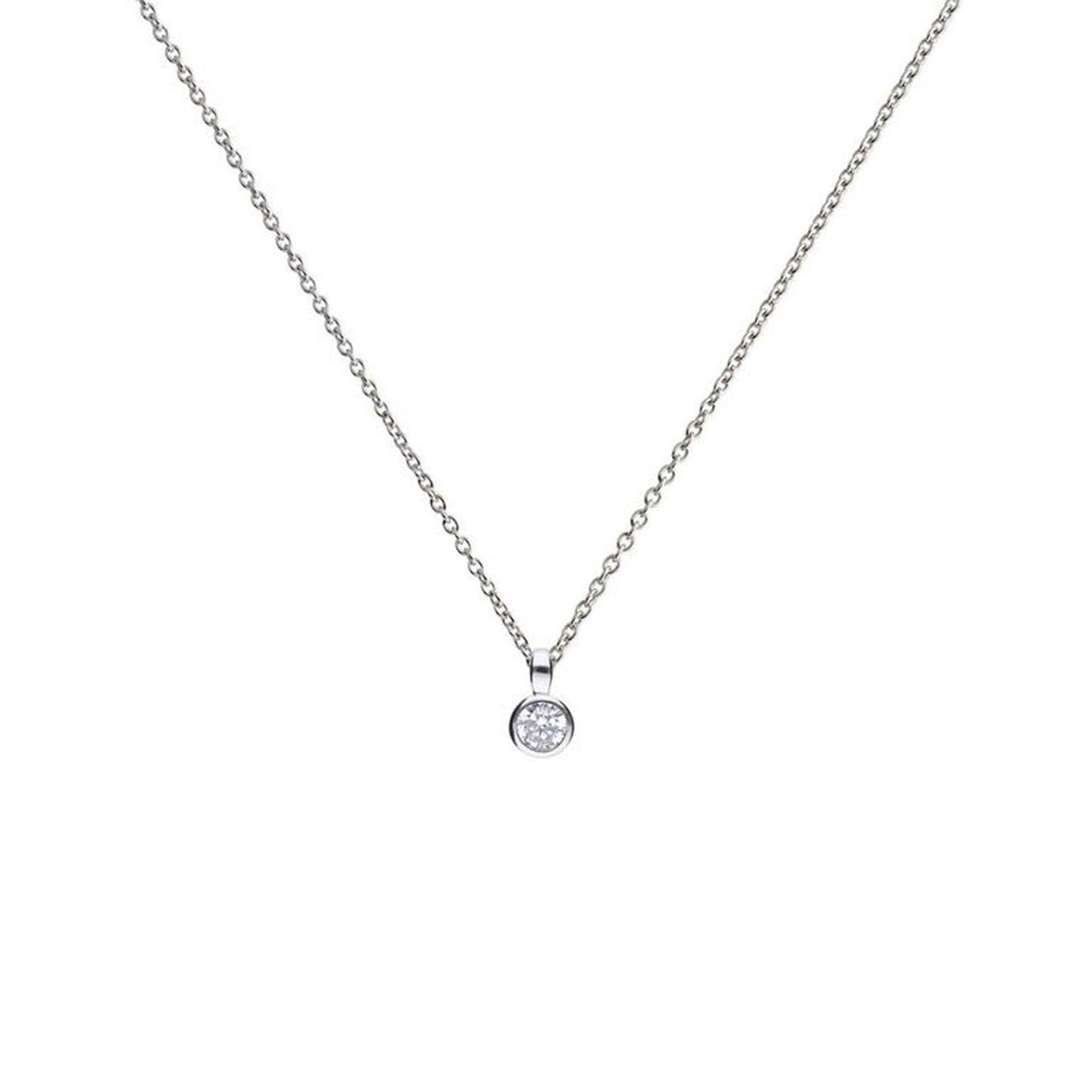 Diamonfire Silver Bezel Set 0.25ct Cubic Zirconia Pendant and Chain P4640