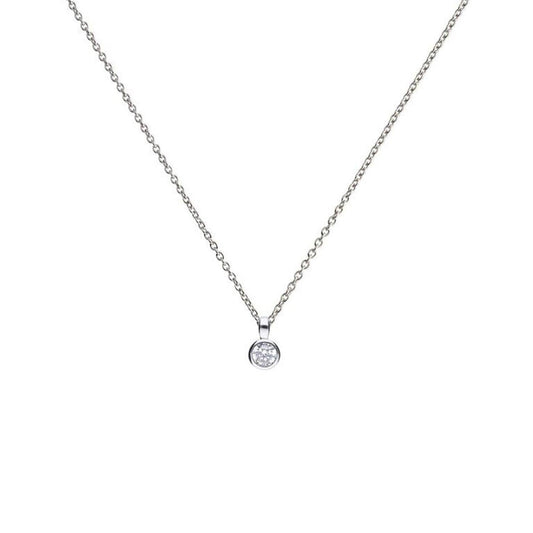 Diamonfire Silver Bezel Set 0.25ct Cubic Zirconia Pendant and Chain P4640