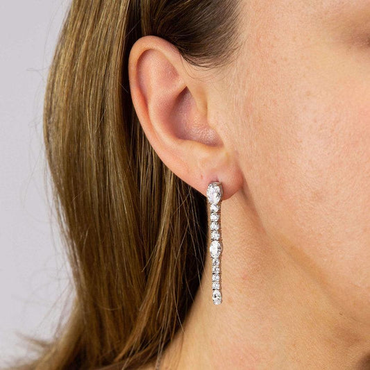 Diamonfire Oval and Round Zirconia Drop Earrings E6052 - Judith Hart Jewellers