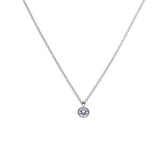 Diamonfire Silver Bezel Set 1.5ct Cubic Zirconia Pendant and Chain P4644