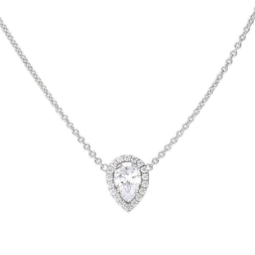 Diamonfire Teardrop Halo Cubic Zirconia Necklace N4403 - Judith Hart Jewellers