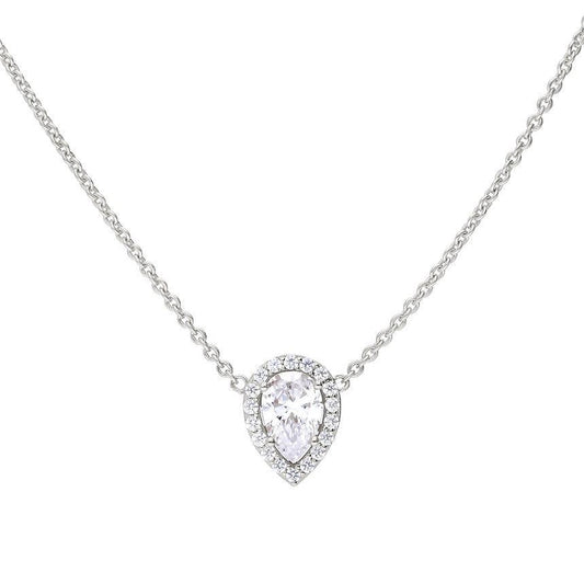 Diamonfire Teardrop Halo Cubic Zirconia Necklace N4403 - Judith Hart Jewellers