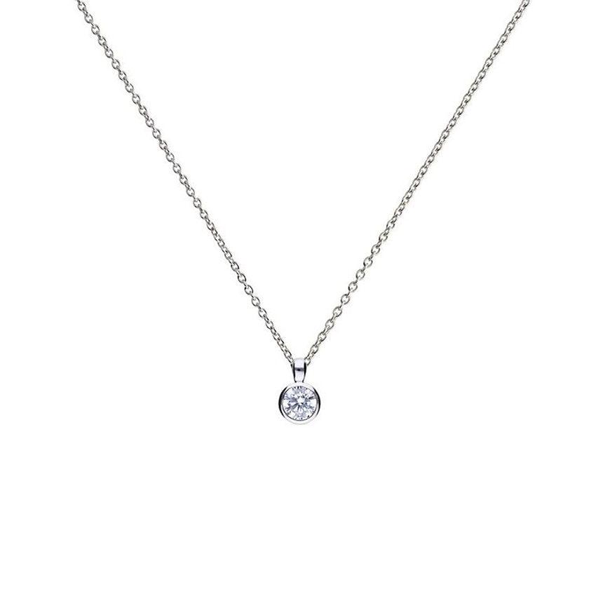 Diamonfire Silver Bezel Set 0.5ct Cubic Zirconia Pendant and Chain P4641