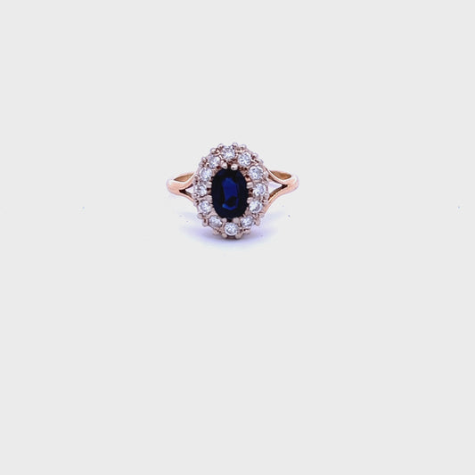 Pre-Owned 18ct Yellow Gold Sapphire and Diamond Cluster Ring