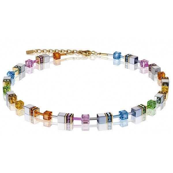 Coeur De Lion Yellow Gold Plated Pastel Rainbow Necklet 4015/10-1522 - Judith Hart Jewellers