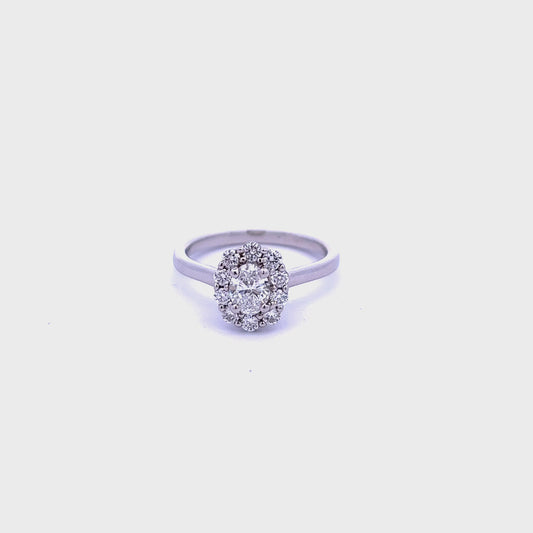 Platinum Oval Cut 0.80ct Diamond Halo Ring