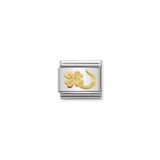 Nomination Classic Gold Horseshoe and Four Leaf Clover Charm 030149/34