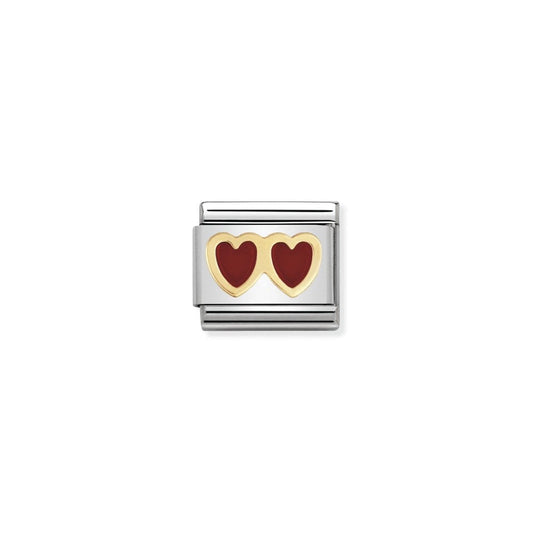 Nomination Classic Gold Red Double Heart Charm 030207/02