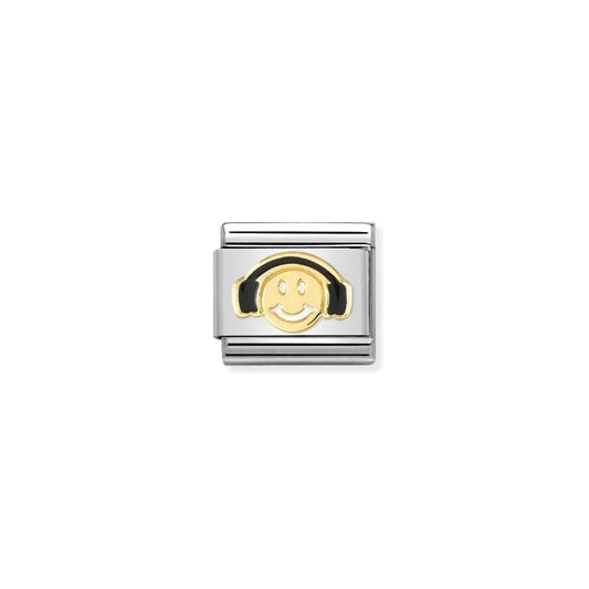 Nomination Classic Gold Smile with Black Headphones Charm 030272/56