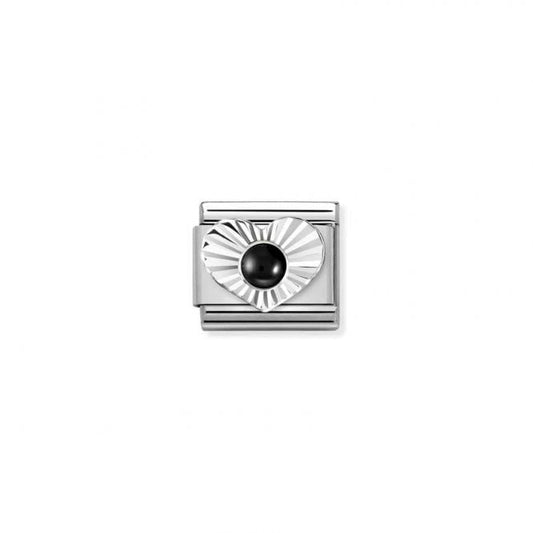 Nomination Classic Silver Black Agate Heart Charm 330508/02