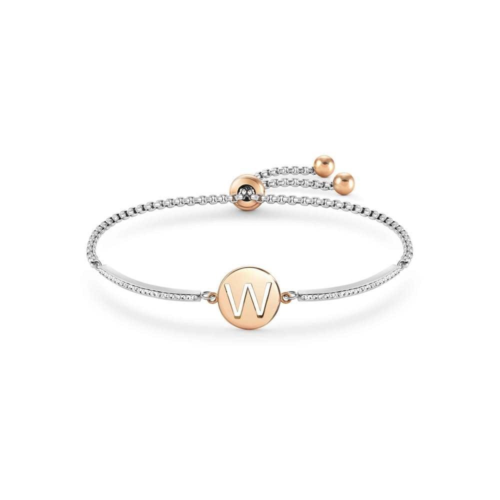 Nomination Milleluci Rose Gold and CZ Letter W Bracelet 028007/023 - Judith Hart Jewellers