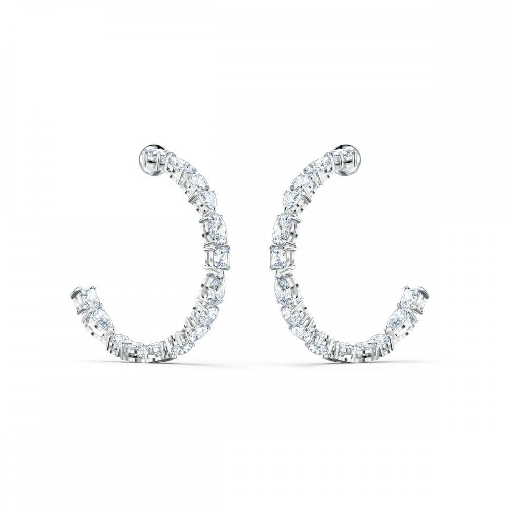 Swarovski Tennis Deluxe White Crystal Mixed Hoop Earrings 5562128 - Judith Hart Jewellers