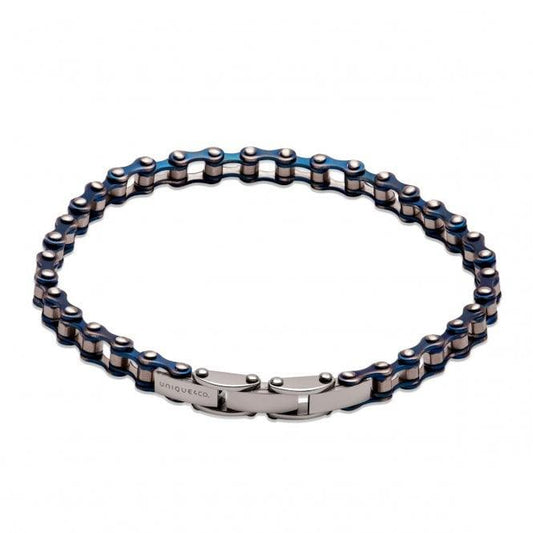 Unique & Co Steel and Blue IP Plated Chain Link Bracelet - Judith Hart Jewellers