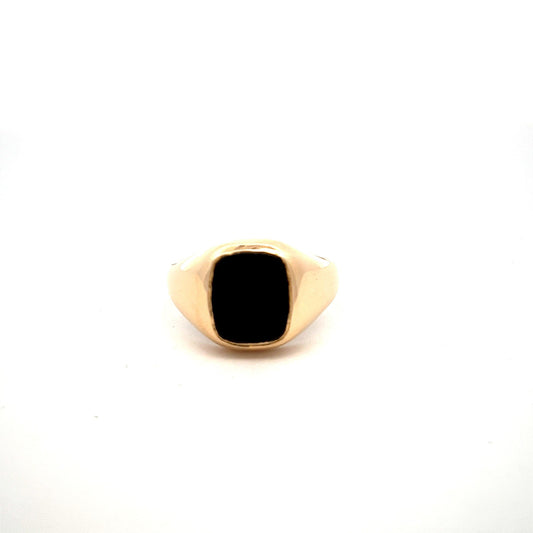 9ct Yellow Gold Cushion Signet Ring with Onyx
