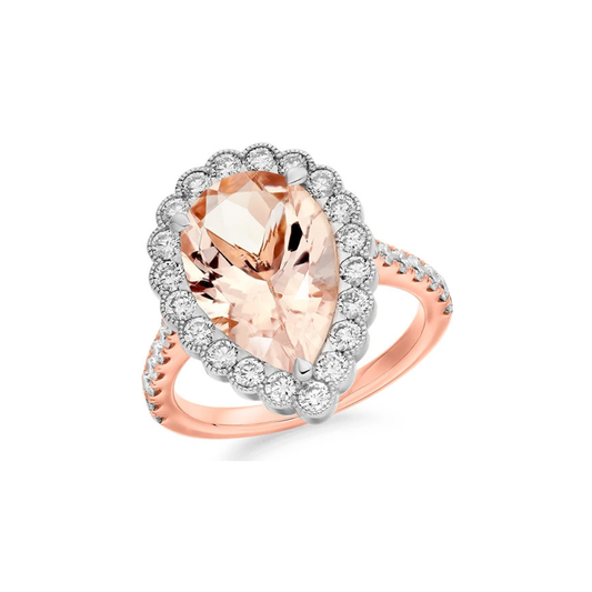 18ct Rose Gold 4.00ct Morganite and Diamond Ring