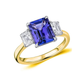 18ct Yellow Gold Emerald Cut 2.50ct Tanzanite and Emerald Cut Diamond Ring